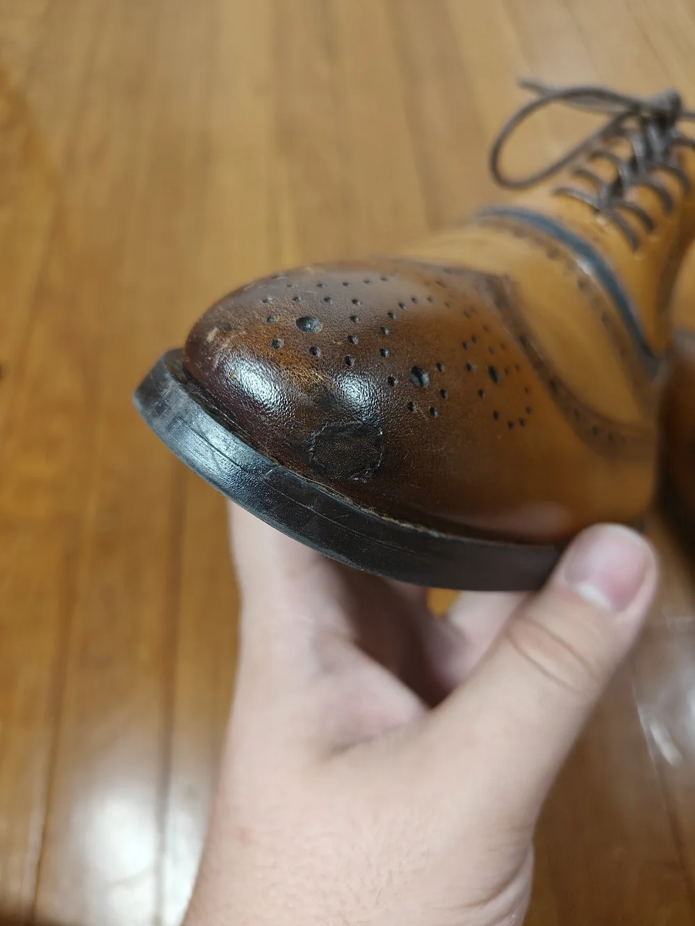 Moretti Mens 11 Two-Tone Tan Brown & Navy Wingtip Brogue Oxfords Saddle Shoes